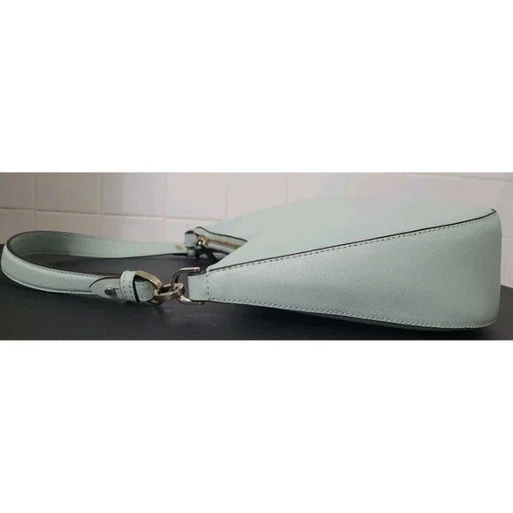 NWT KATE SPADE Staci Saffiano Leather Shoulder/Hobo Bag Crystal Blue $359 *FLAW - Picture 13 of 16